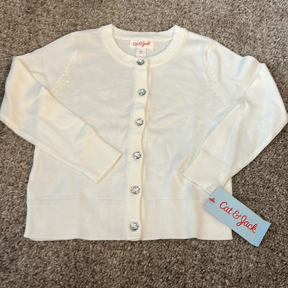 New Cat & Jack girls white cardigan 3T